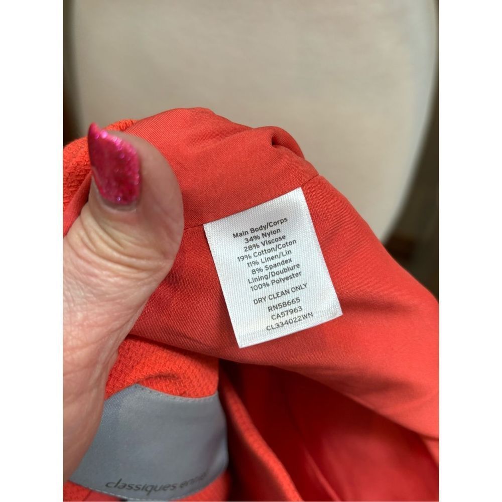 Classiques Entier 18W tangerine 3/4 sleeve button front lined tweed style blazer - Picture 6 of 7